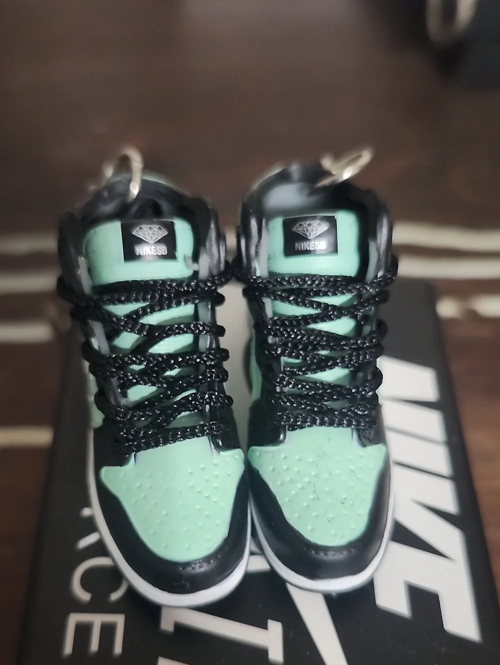 Tiffany Mint & Black High-Top Sneakers Keychain - Mini Athletic Shoe